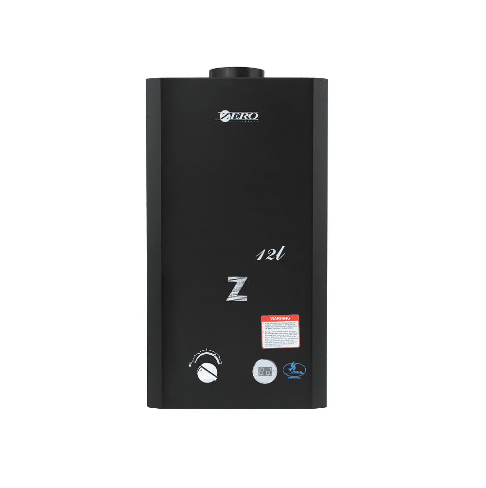 Zero 12L Low Pressure Gas Geyser And Flue (Black)