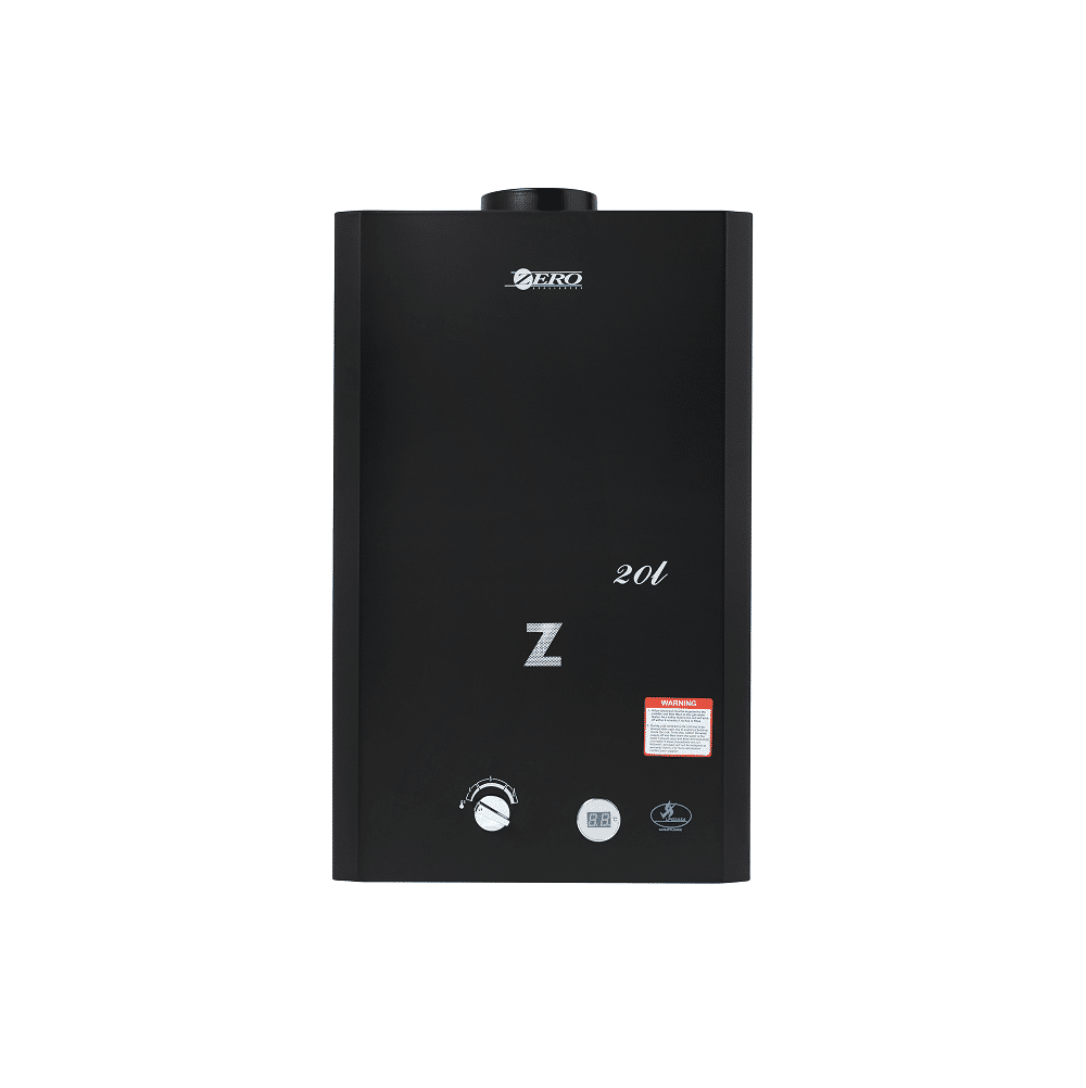 Zero 20L Low Pressure Gas Geyser And Flue (Black)