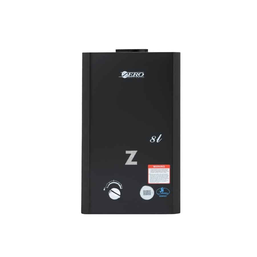 Zero 8L Low Pressure Gas Geyser And Flue (Black)