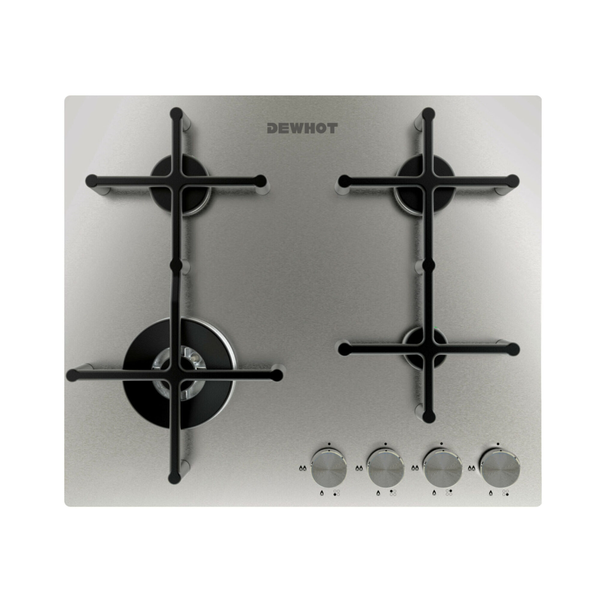 Dew Hot 60cm 4 Burner Slimline Stainless Steel Gas Hob