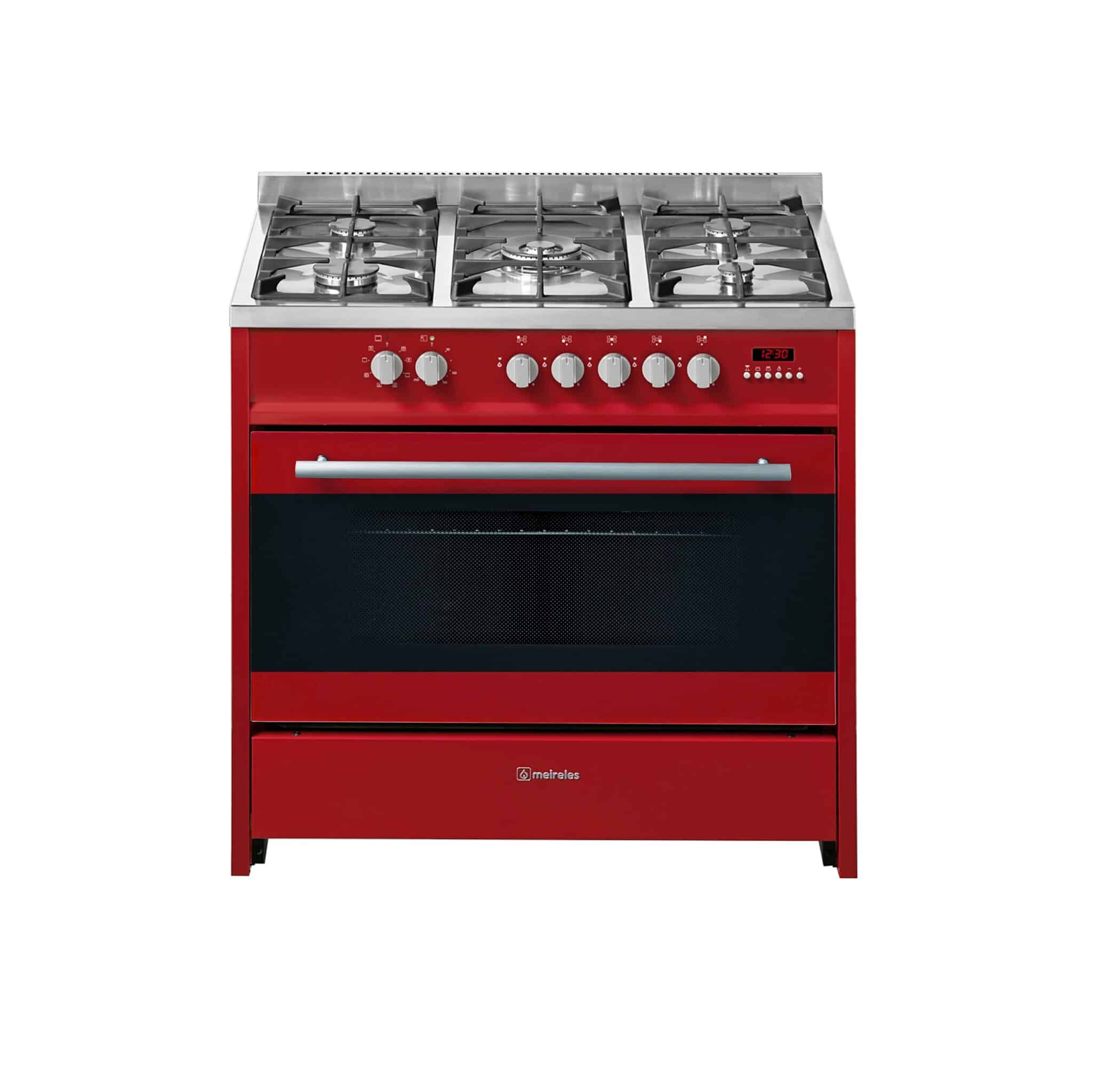 Meireles Freestanding 90cm 5 Gas Burners With Electric Oven - Red