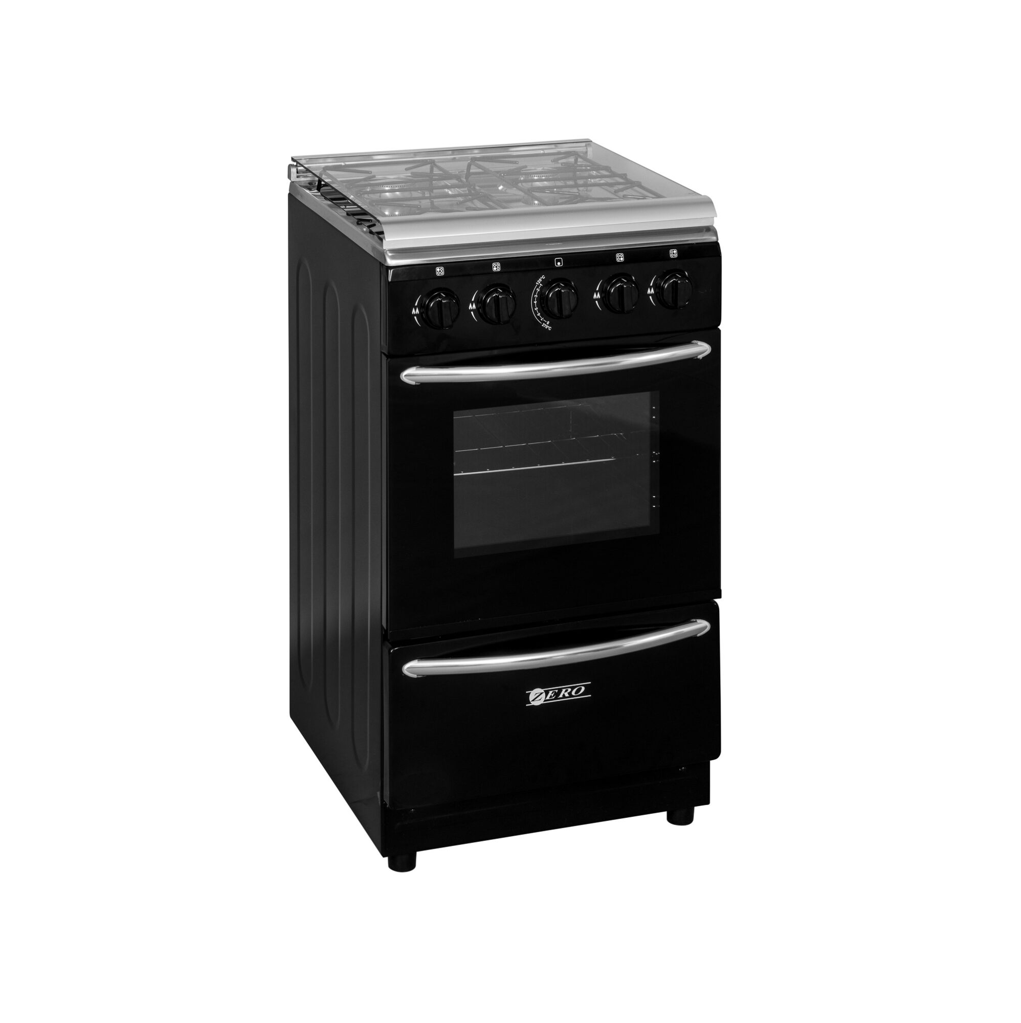 Zero 4 Burner Gas Stove With Gas Oven & FFD On All Functions - Black