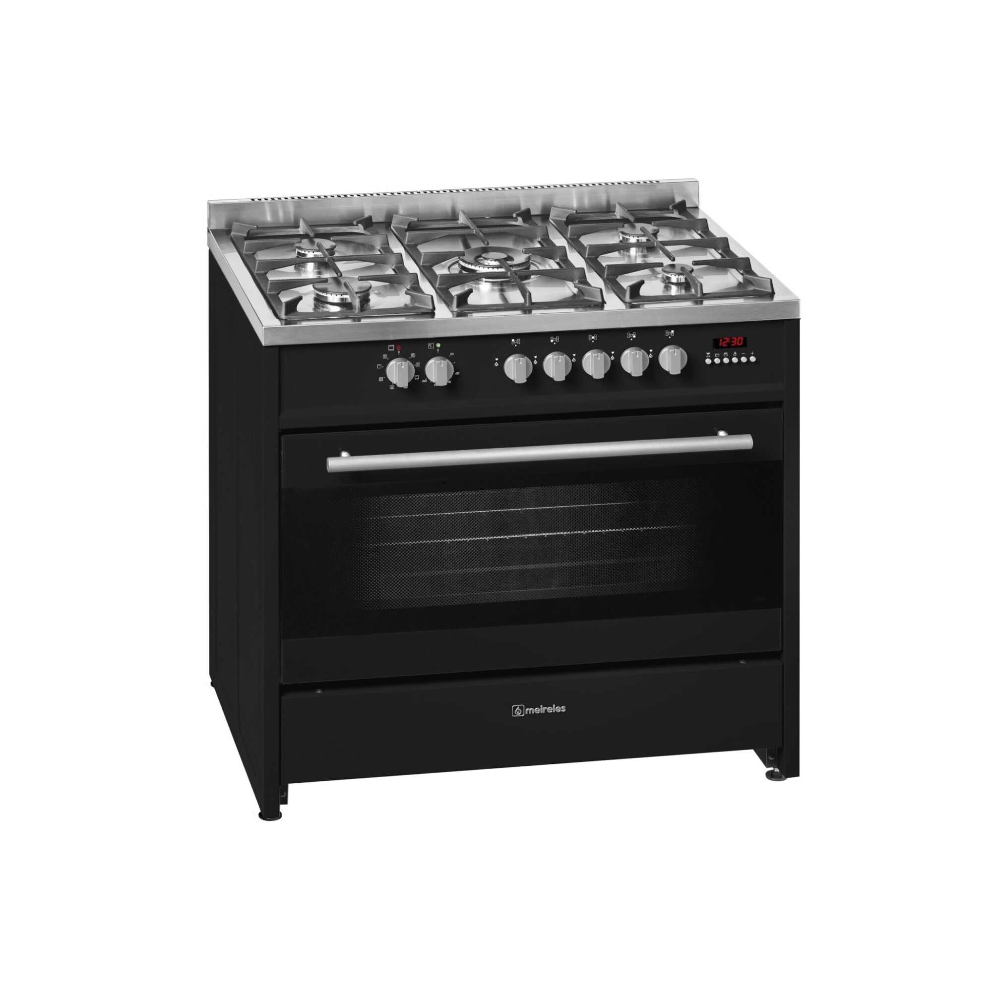 Meireles Freestanding 90cm 5 Gas Burners With Electric Oven - Black