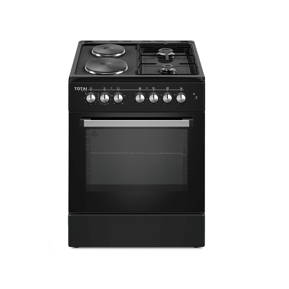 Totai 60cm 2 Gas 2 Electric Plate Stove With Electric Oven - Black